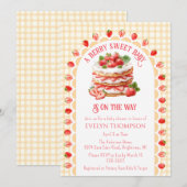 010 Amber Gingham Strawberry Shortcake Baby Shower 招待状 (正面/裏面)