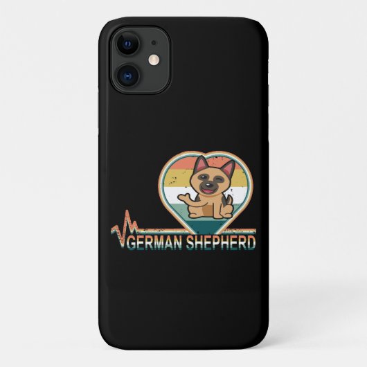 011レトロドイツ羊飼いハートビートヴィンテージ Case-Mate iPhoneケース (裏面)