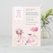 011 陽気なテラコッタの花の少女自転車ベイビーシャワー 招待状 (スタンド正面)