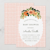 011 Terracotta Gingham Baby Shower Invitations 招待状 (正面/裏面)