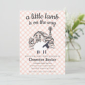011 Terracotta Little Lamb Farm Plaid Baby Shower 招待状 (スタンド正面)