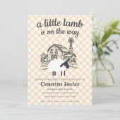 012 Copper A Little Lamb Farm Plaid Baby Shower 招待状 (スタンド正面)