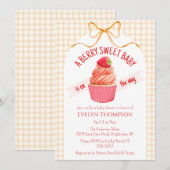 012 Copper Berry Sweet Strawberry Baby Shower 招待状 (正面/裏面)