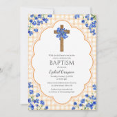 012 Copper Blossom Rustic Cross Design Baptism 招待状 (正面)
