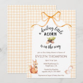 012 Copper Cute Squirrel Acorn Gingham Baby Shower 招待状 (正面/裏面)
