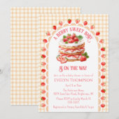 012 Copper Plaid Strawberry Shortcake Baby Shower 招待状 (正面/裏面)