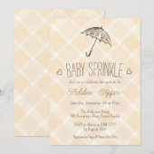 012 Copper Plaid Umbrella Baby Sprinkle Shower 招待状 (正面/裏面)