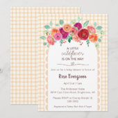 012 Copper Plaid Watercolor Wildflower Baby Shower 招待状 (正面/裏面)