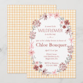 012 Copper Wildflower Bow Gingham Baby Shower 招待状 (正面/裏面)