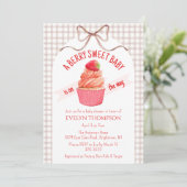 013 Chocolate Berry Sweet Strawberry Baby Shower 招待状 (スタンド正面)