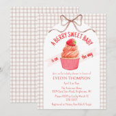 013 Chocolate Berry Sweet Strawberry Baby Shower 招待状 (正面/裏面)