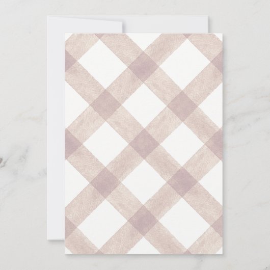 013 Chocolate Brown Teddy Bear Gingham Baby Shower 招待状 (裏面)