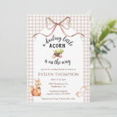 013 Chocolate Squirrel Acorn Gingham Baby Shower 招待状 (スタンド正面)