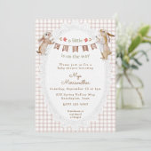 013 Chocolate Sweet Bunny Gingham Baby Shower 招待状 (スタンド正面)