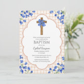 014 Latte Blossom Rustic Cross Design Baptism 招待状 (スタンド正面)