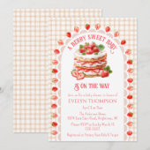 014 Latte Brown Strawberry Shortcake Baby Shower 招待状 (正面/裏面)