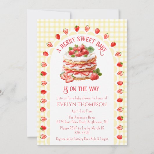 015 レモン プライズ スターベリー ショートケーキ ベイビー シャワー 招待状 (正面)
