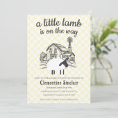 015 Lemon A Little Lamb Farm Plaid Baby Shower 招待状 (スタンド正面)