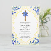 015 Lemon Blossom Rustic Cross Design Baptism 招待状 (スタンド正面)