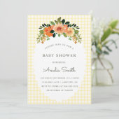 015 Lemon Floral Gingham Baby Shower Invitations 招待状 (スタンド正面)