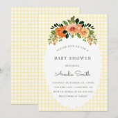 015 Lemon Floral Gingham Baby Shower Invitations 招待状 (正面/裏面)