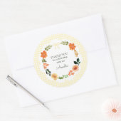 015 Lemon Yellow Floral Gingham Baby Shower ラウンドシール (封筒)