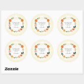 015 Lemon Yellow Floral Gingham Baby Shower ラウンドシール (シート)