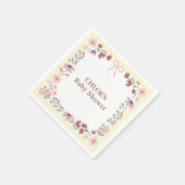 015 Lemon Yellow Wildflower Bow Gingham Shower スタンダードカクテルナプキン (角)
