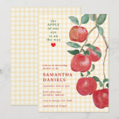 016 Marigold Apple of Our Eye Gingham Baby Shower 招待状 (正面/裏面)