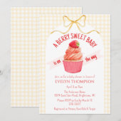 016 Marigold Berry Sweet Strawberry Baby Shower 招待状 (正面/裏面)