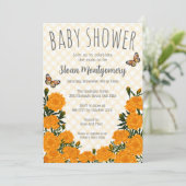 016 Marigold Monarch Butterfly Baby Shower 招待状 (スタンド正面)