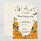 016 Marigold Monarch Butterfly Baby Shower 招待状 (正面/裏面)