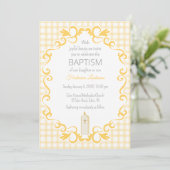 016 Marigold Scroll Gingham Cross Candle Baptism 招待状 (スタンド正面)