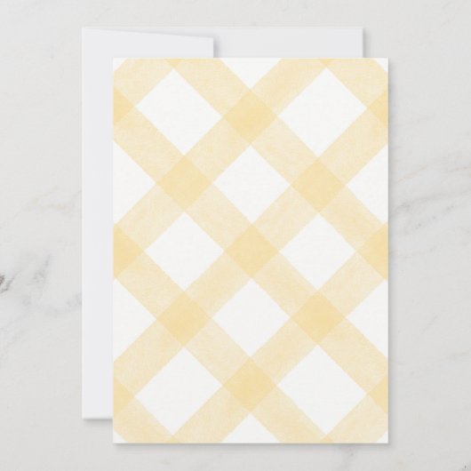 016 Marigold Teddy Bear Gingham Baby Shower 招待状 (裏面)