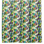 0173 -ピットブルラブシャワーカーテン シャワーカーテン (正面)