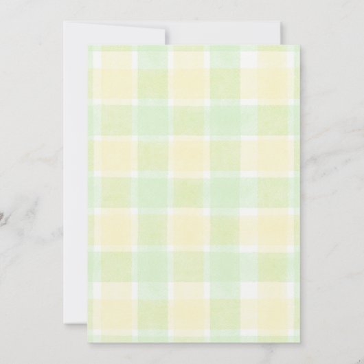 017 Moss Gingham Plaid Stork Boho Baby Shower 招待状 (裏面)