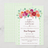 017 Moss Green Watercolor Wildflower Baby Shower 招待状 (正面/裏面)