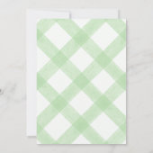 018 Grass Green Teddy Bear Gingham Baby Shower 招待状 (裏面)