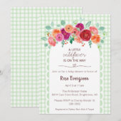 018 Grass Green Watercolor Wildflower Baby Shower 招待状 (正面/裏面)