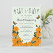 018 Grass Monarch Butterfly Marigold Baby Shower 招待状 (スタンド正面)