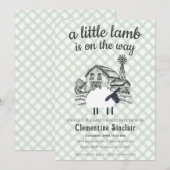 019 フォレストグリーン リトルラム プライド ベイビーシャワー 招待状 (正面/裏面)