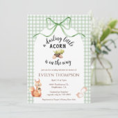 019 森のキュートなリスとどんぐりのギンガム ベビーシャワー 招待状 (スタンド正面)