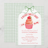 019 Forest Berry Sweet Strawberry Baby Shower 招待状 (正面/裏面)