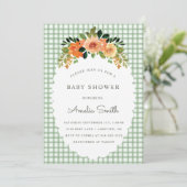 019 Forest Green Gingham Baby Shower Invitations 招待状 (スタンド正面)