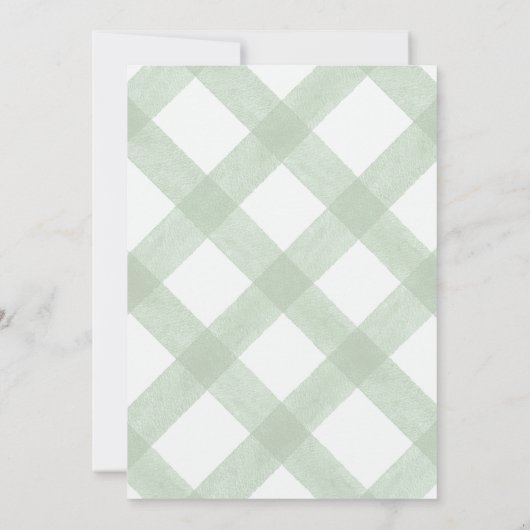 019 Forest Green Teddy Bear Gingham Baby Shower 招待状 (裏面)