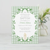 019 Forest Scroll Gingham Cross Candle Baptism 招待状 (スタンド正面)