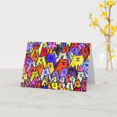 01 -ハッピーバースデー猫07グリーティングカード カード (黄色い花)