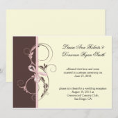 01 ピンク ブラウン クリーム 花模様 スワールズ ポスト ウェディング 招待状 (正面/裏面)