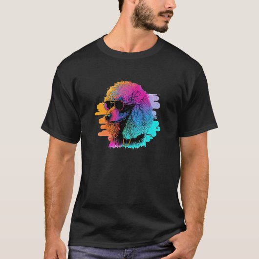 01 プードルのレトロシンセウェーブ風 Tシャツ (正面)