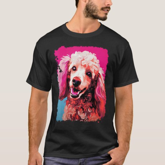 01 プードル 犬 ピンク Tシャツ (正面)